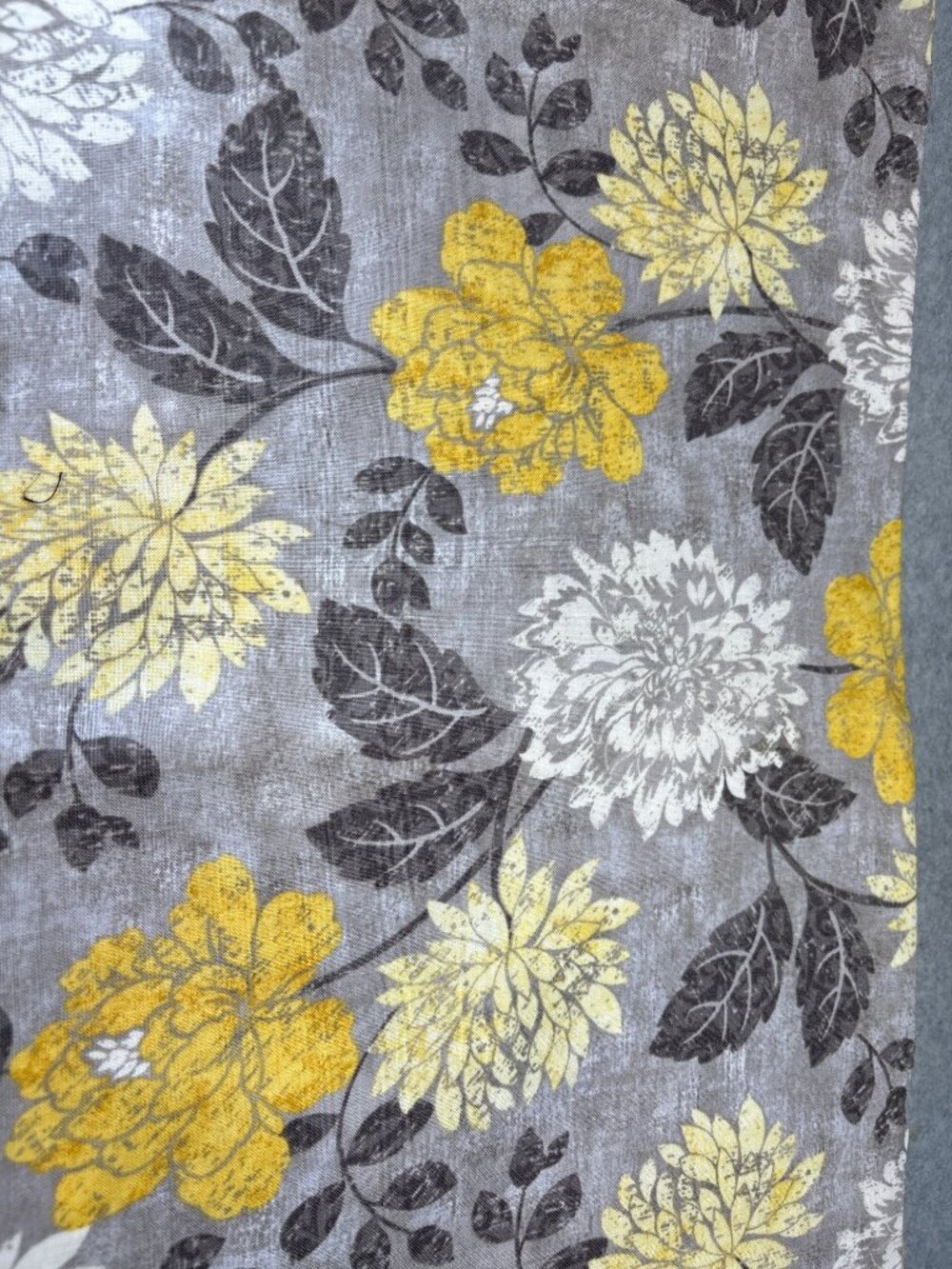 Timeless Treasures Floral Fabric 1/2 yard x 44" Cotton Grey Yellow White